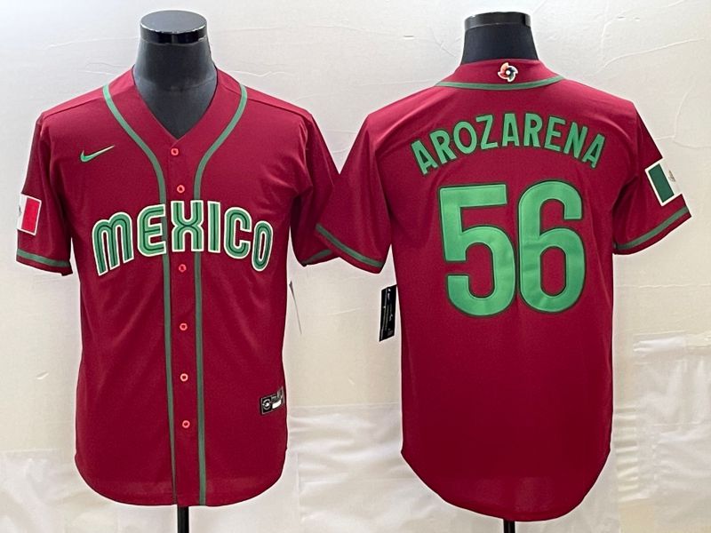 Men 2023 World Cub Mexico #56 Arozarena Red Nike MLB Jersey16->->MLB Jersey